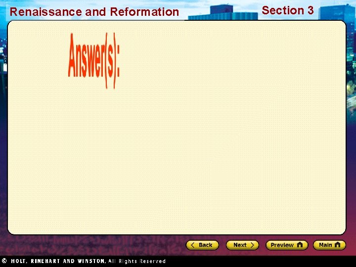 Renaissance and Reformation Section 3 