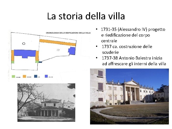 La storia della villa • 1731 -35 (Alessandro IV) progetto e riedificazione del corpo