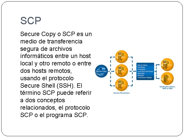 SCP Secure Copy o SCP es un medio de transferencia segura de archivos informáticos