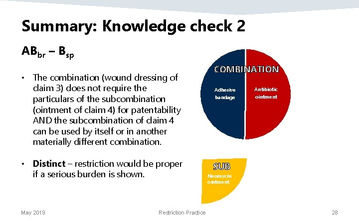 Summary: Knowledge check 2 ABbr – Bsp • The combination (wound dressing of claim