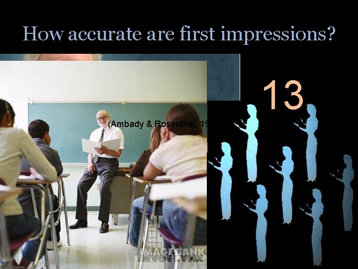 How accurate are first impressions? 13 (Ambady & Rosenthal, 1993) http: //www. ucr. edu/research/leaders/rosenthal_r.