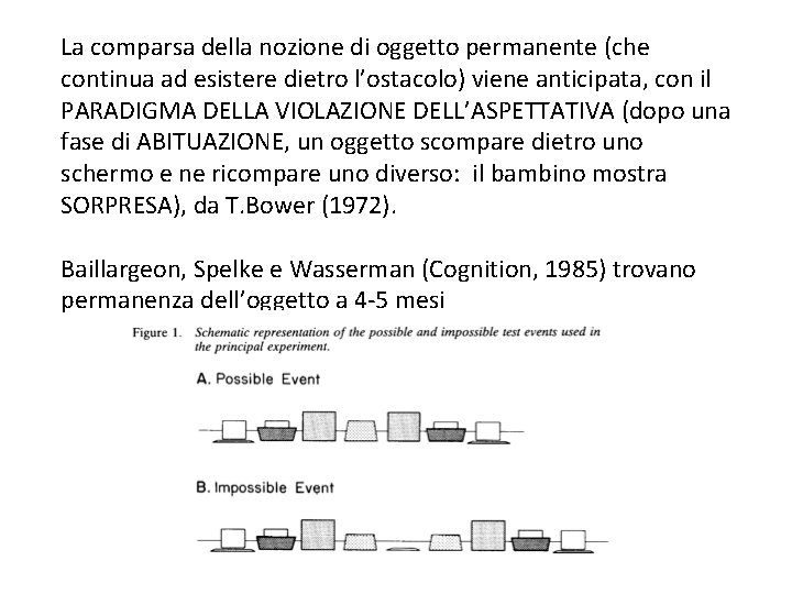 La comparsa della nozione di oggetto permanente (che continua ad esistere dietro l’ostacolo) viene