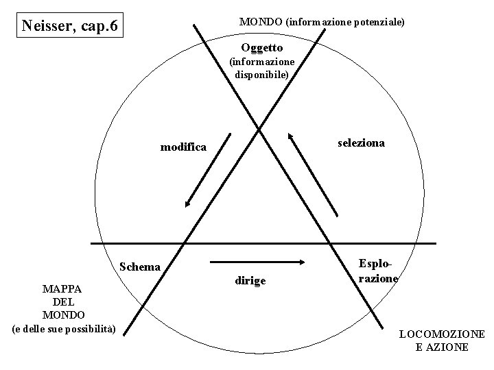 MONDO (informazione potenziale) Neisser, cap. 6 Oggetto (informazione disponibile) seleziona modifica Schema MAPPA DEL