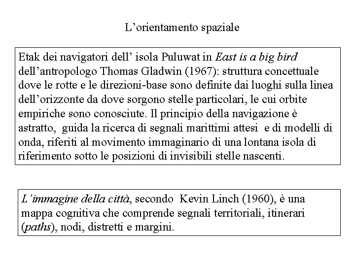 L’orientamento spaziale Etak dei navigatori dell’ isola Puluwat in East is a big bird