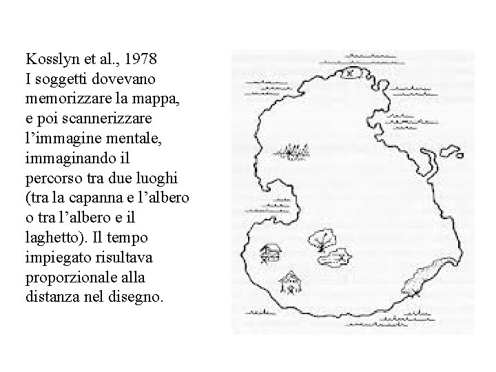 Kosslyn et al. , 1978 I soggetti dovevano memorizzare la mappa, e poi scannerizzare