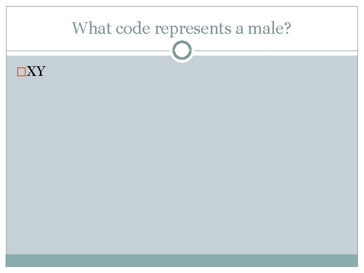 What code represents a male? �XY 