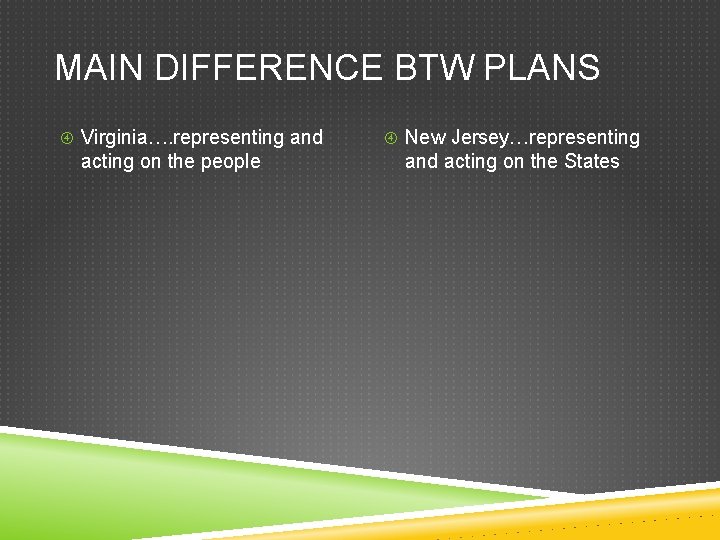 MAIN DIFFERENCE BTW PLANS Virginia…. representing and acting on the people New Jersey…representing and