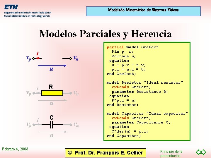 Modelado Matemático de Sistemas Físicos Modelos Parciales y Herencia vp i vn u vp