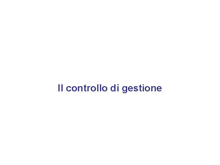 Il controllo di gestione 