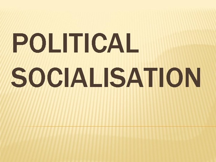 POLITICAL SOCIALISATION 