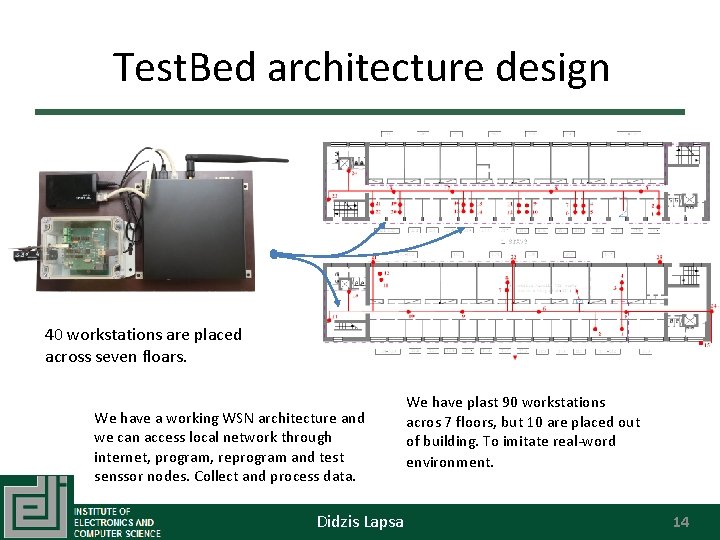 Test. Bed architecture design 40 workstations are placed across seven floars. We have a