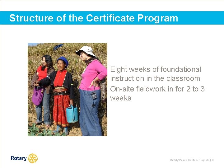 Structure of the Certificate Program Eight weeks of foundational instruction in the classroom On-site