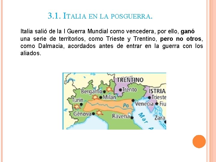 3. 1. ITALIA EN LA POSGUERRA. Italia salió de la I Guerra Mundial como 3. 1. ITALIA EN LA POSGUERRA. Italia salió de la I Guerra Mundial como