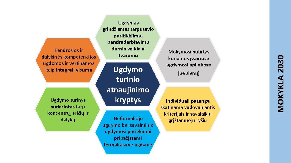 Ugdymo turinys suderintas tarp koncentrų, sričių ir dalykų Ugdymo turinio atnaujinimo kryptys Neformaliojo ugdymo