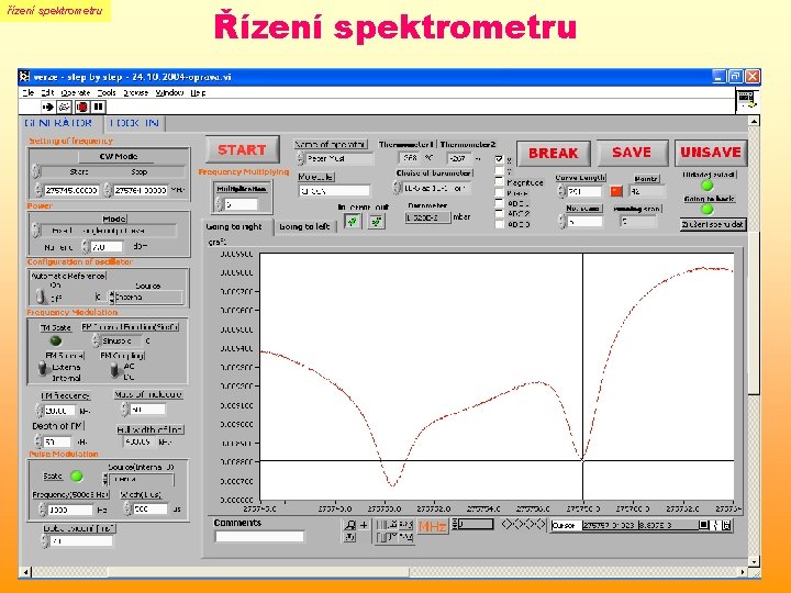 řízení spektrometru Řízení spektrometru řízení spektrometru Řízení spektrometru