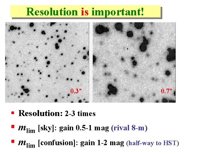 Resolution is important! 0. 3” 0. 7” § Resolution: 2 -3 times § mlim