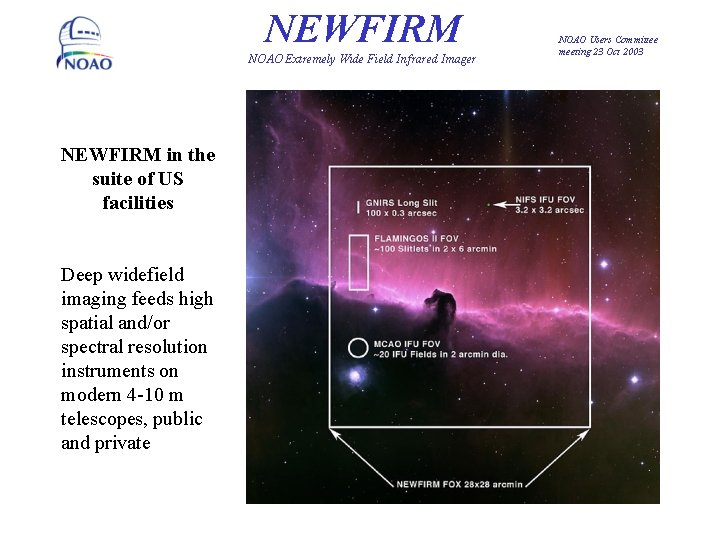 NEWFIRM NOAO Extremely Wide Field Infrared Imager NEWFIRM in the suite of US facilities