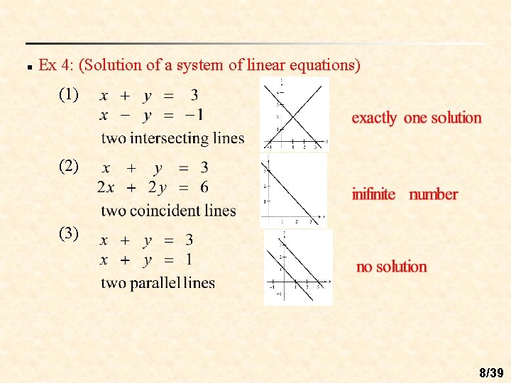 n Ex 4: (Solution of a system of linear equations) (1) (2) (3) 8/39