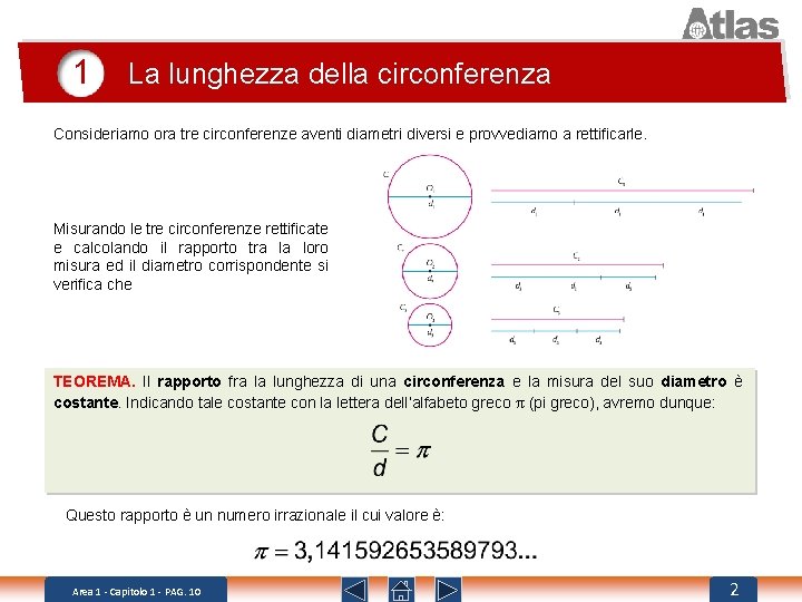 1 La lunghezza della circonferenza Consideriamo ora tre circonferenze aventi diametri diversi e provvediamo