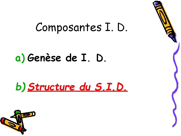 Composantes I. D. a) Genèse de I. D. b) Structure du S. I. D.