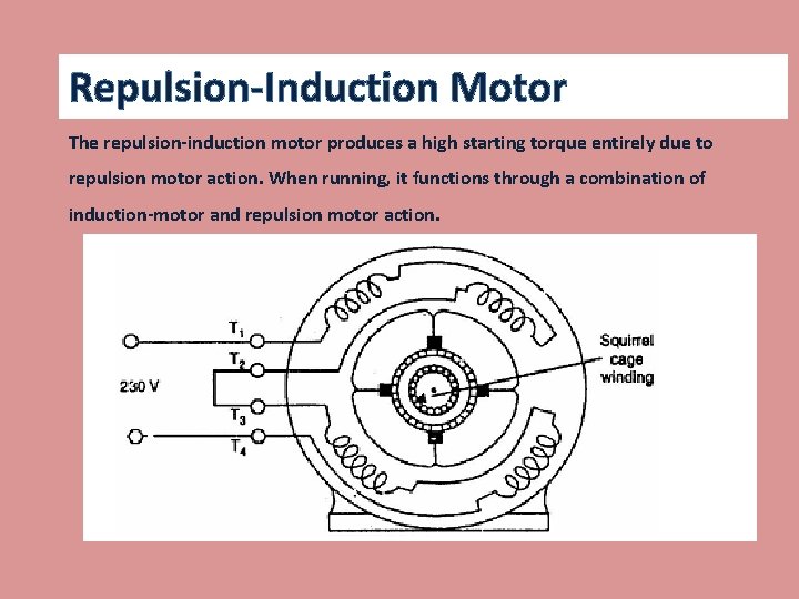 Repulsion-Induction Motor The repulsion-induction motor produces a high starting torque entirely due to repulsion