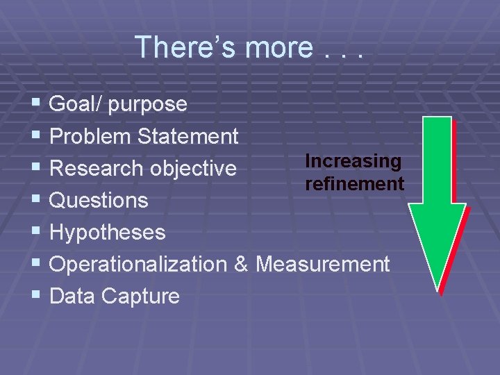 There’s more. . . § Goal/ purpose § Problem Statement Increasing § Research objective