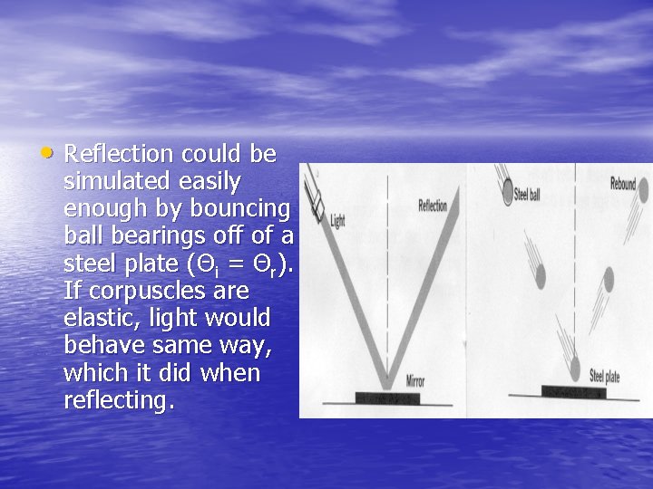  • Reflection could be simulated easily enough by bouncing ball bearings off of