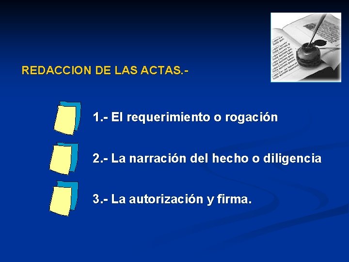 REDACCION DE LAS ACTAS. - 1. - El requerimiento o rogación 2. - La REDACCION DE LAS ACTAS. - 1. - El requerimiento o rogación 2. - La
