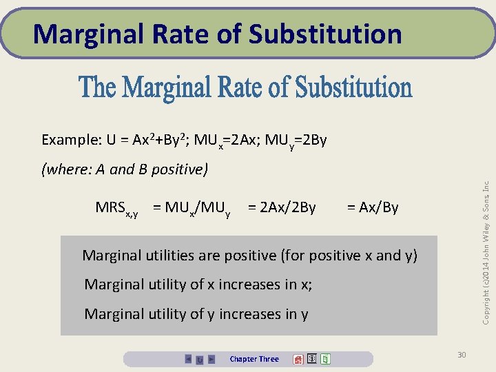 Marginal Rate of Substitution Example: U = Ax 2+By 2; MUx=2 Ax; MUy=2 By