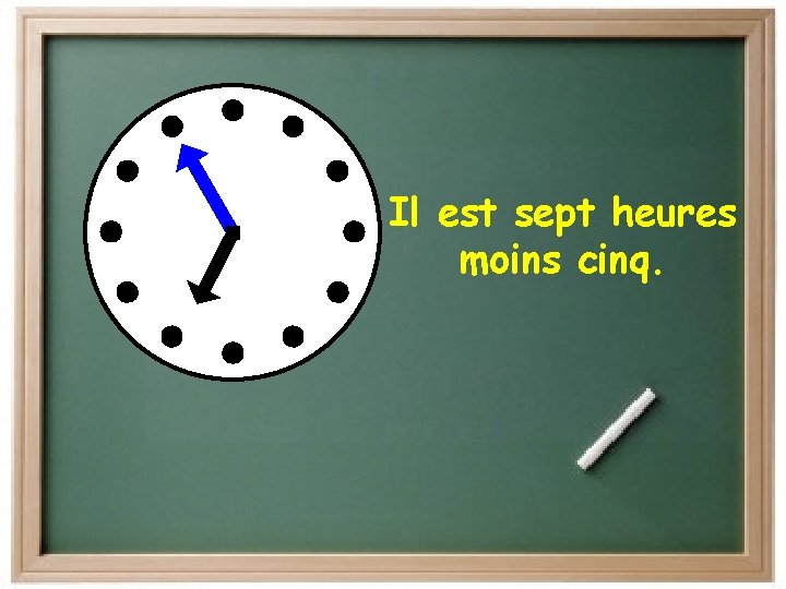 Il est sept heures moins cinq. 