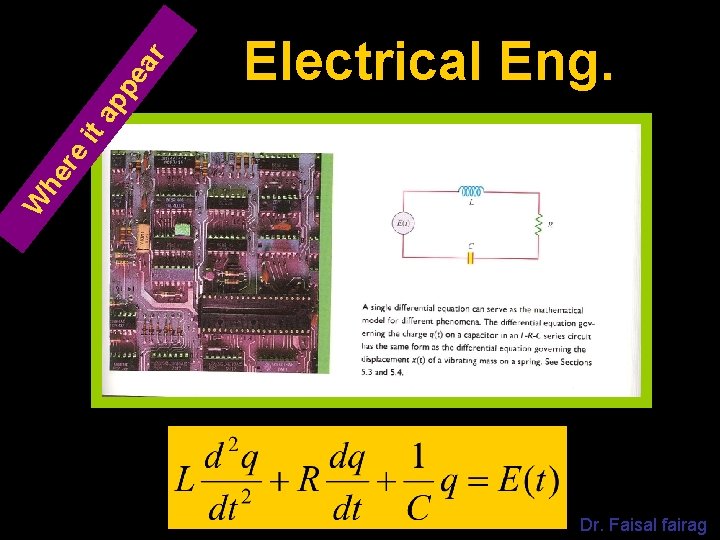 ap pe ar W he re it Electrical Eng. Dr. Faisal fairag 
