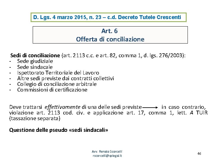 D. Lgs. 4 marzo 2015, n. 23 – c. d. Decreto Tutele Crescenti Art.