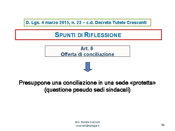 D. Lgs. 4 marzo 2015, n. 23 – c. d. Decreto Tutele Crescenti SPUNTI