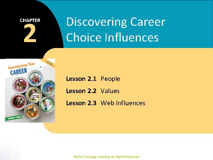 2 CHAPTER Discovering Career Choice Influences Lesson 2. 1 People Lesson 2. 2 Values