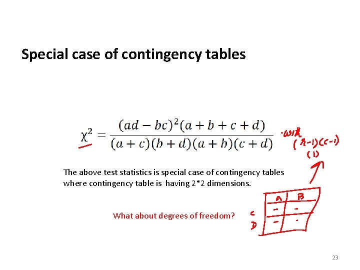 Special case of contingency tables The above test statistics is special case of contingency