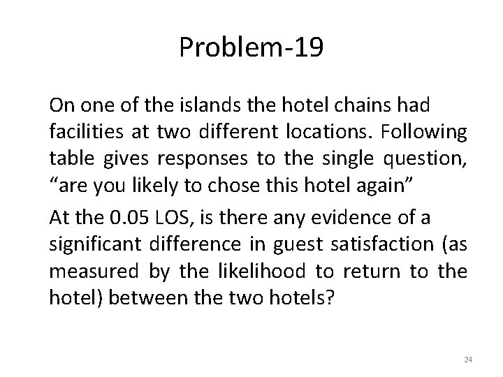 Problem-19 On one of the islands the hotel chains had facilities at two different