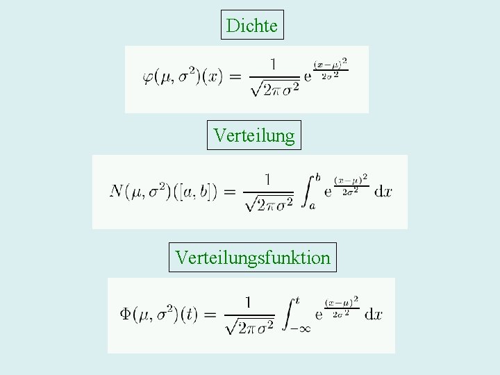 Dichte Verteilungsfunktion 