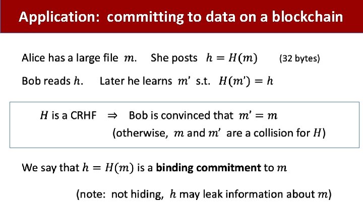 Application: committing to data on a blockchain • 