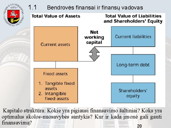 1. 1 Bendrovės finansai ir finansų vadovas Kapitalo struktūra: Kokie yra pigiausi finansavimo šaltiniai?