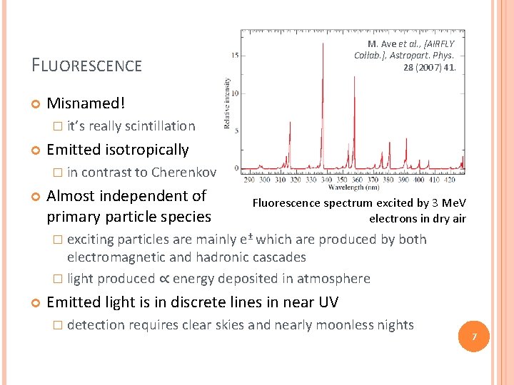 M. Ave et al. , [AIRFLY Collab. ], Astropart. Phys. 28 (2007) 41. FLUORESCENCE