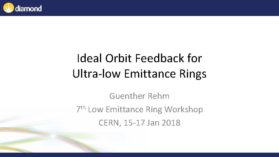 Ideal Orbit Feedback for Ultra-low Emittance Rings Guenther Rehm 7 th Low Emittance Ring