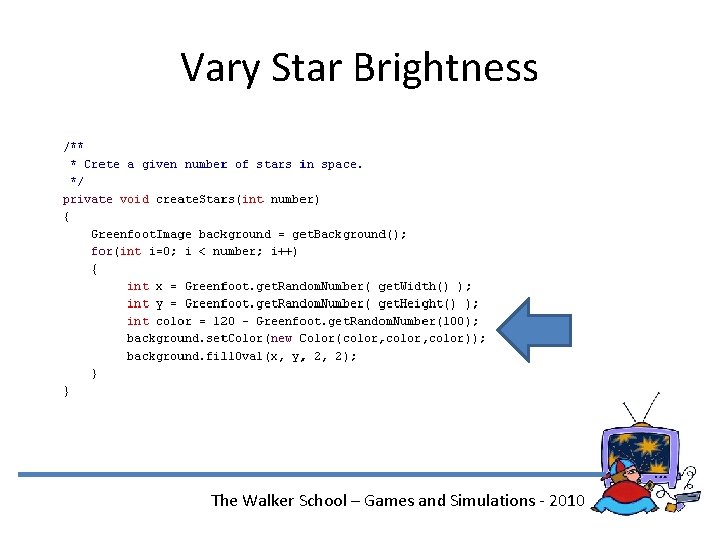 Vary Star Brightness The Walker School – Games and Simulations - 2010 
