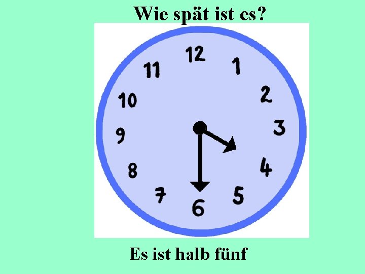 Wie spät ist es? Es ist halb fünf 