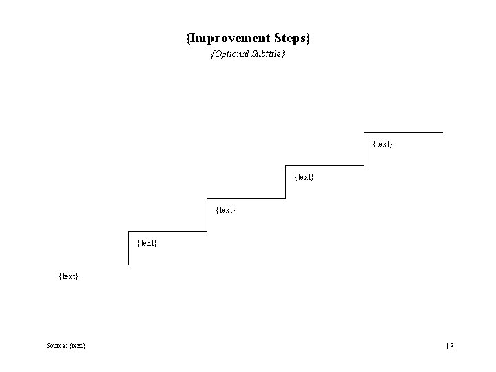 {Improvement Steps} {Optional Subtitle} {text} {text} Source: {text} 13 