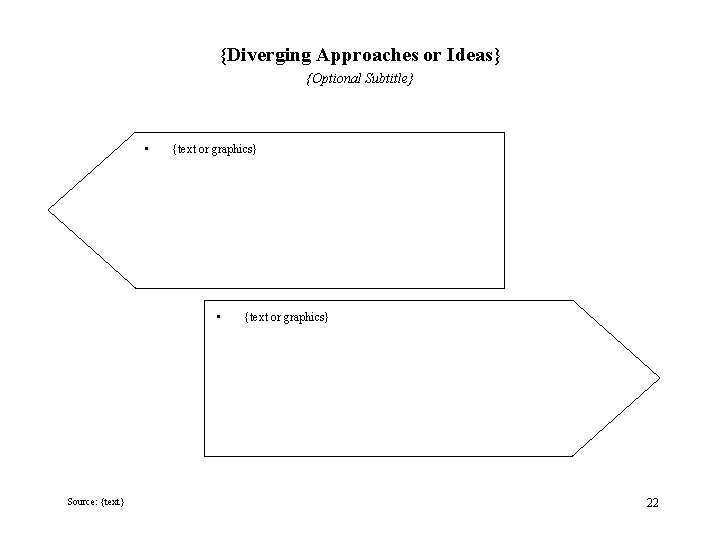{Diverging Approaches or Ideas} {Optional Subtitle} • {text or graphics} • Source: {text} {text