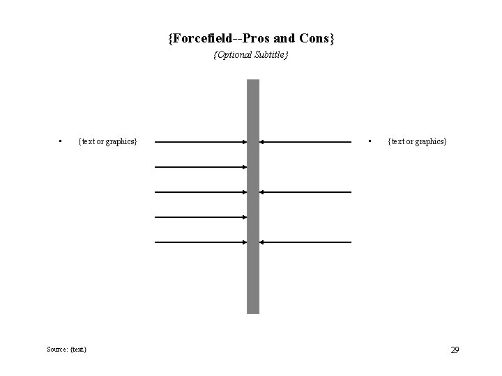 {Forcefield--Pros and Cons} {Optional Subtitle} • {text or graphics} Source: {text} • {text or