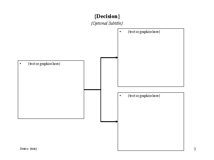 {Decision} {Optional Subtitle} • • {text or graphics here} Source: {text} 3 