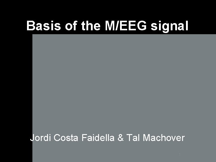 Basis of the M/EEG signal Jordi Costa Faidella & Tal Machover 1 