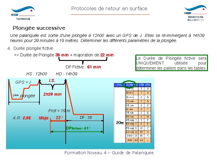 Protocoles de retour en surface Plongée successive Une palanquée est sortie d’une plongée à