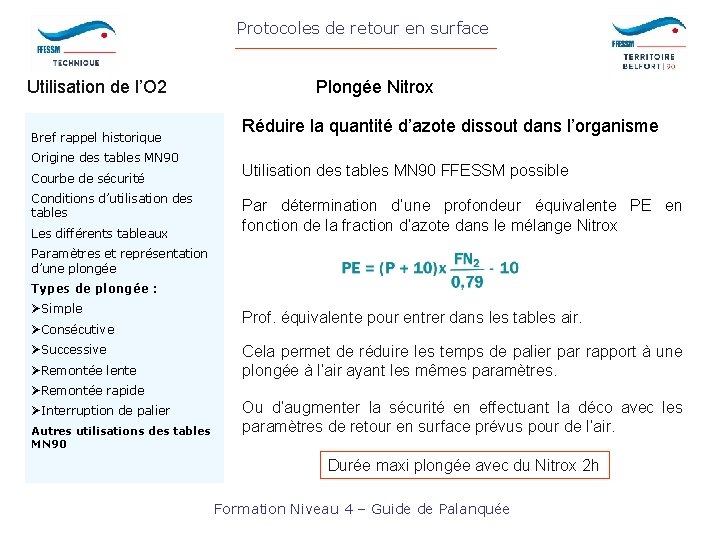 Protocoles de retour en surface Utilisation de l’O 2 Bref rappel historique Origine des